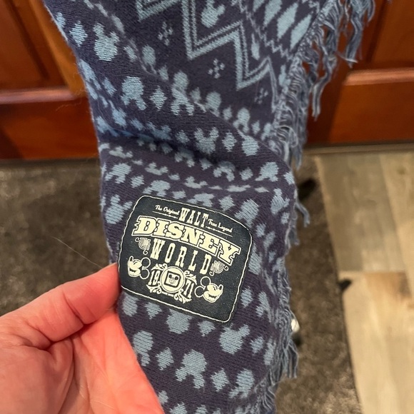 Disney parks blue Mickey Mouse silhouette fringe waterfall cardigan sweater - Picture 3 of 8